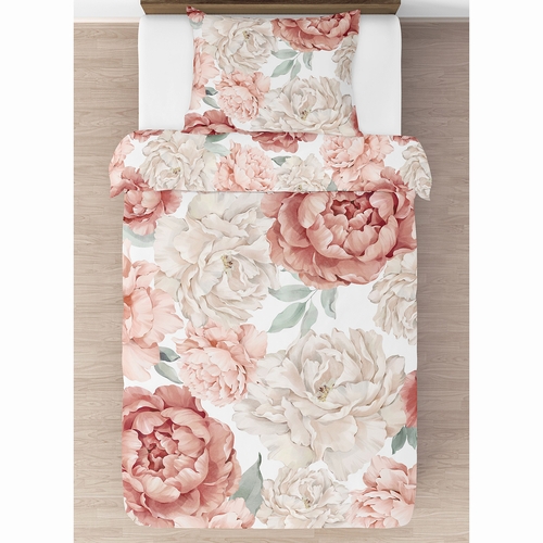 Peony Floral Garden Pink and Ivory Collection Twin Bedding - alt image 2