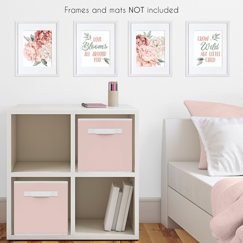 Peony Floral Garden Pink and Ivory Collection Wall Art Prints - Set of 4 - alt image 2