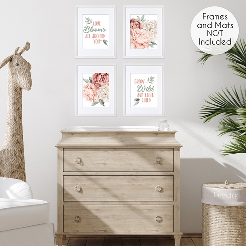 Peony Floral Garden Pink and Ivory Collection Wall Art Prints - Set of 4 - alt image 3