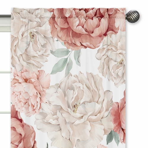 Peony Floral Garden Pink and Ivory Collection Window Panels - Set of 2 - alt image 2