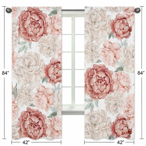 Peony Floral Garden Pink and Ivory Collection Window Panels - Set of 2 - alt image 4