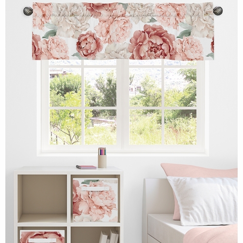 Peony Floral Garden Pink and Ivory Collection Window Valance - alt image 1