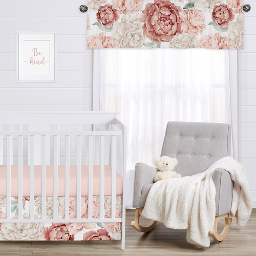 Peony Floral Garden Pink and Ivory Collection Window Valance - alt image 2