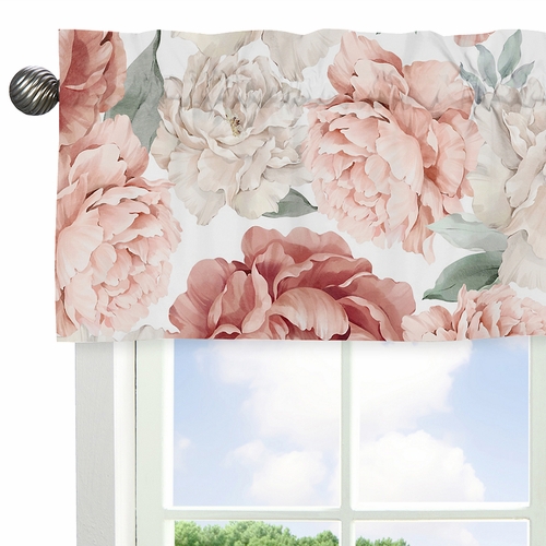 Peony Floral Garden Pink and Ivory Collection Window Valance - alt image 3