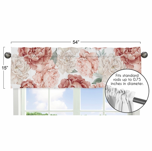 Peony Floral Garden Pink and Ivory Collection Window Valance - alt image 4