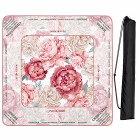 Peony Floral Garden Pink & Ivory Collection Mahjong Mat for Table with Rules - Shipped Rolled
