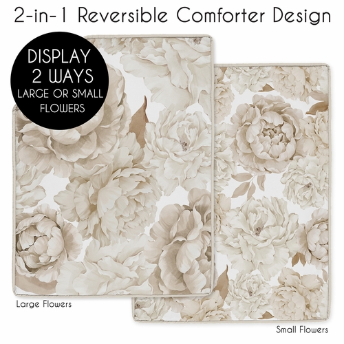 Peony Floral Garden Taupe and Ivory Collection 4 Piece Crib Bedding - alt image 2