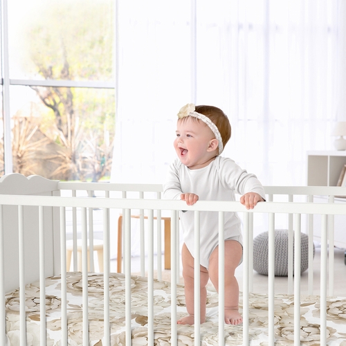 Peony Floral Garden Taupe and Ivory Collection Crib Sheet - alt image 1