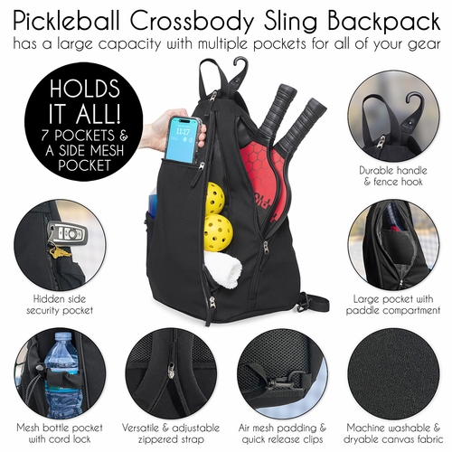 Pickle Ballin' Collection Pickleball Bag Sling Backpack - alt image 3
