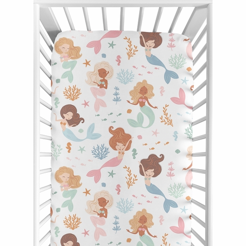 Pink and Blue Mermaids Collection 2 Pack Crib Sheets - alt image 1
