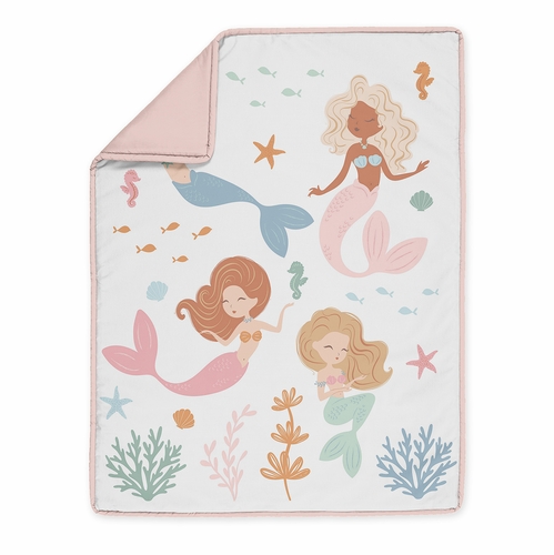 Pink and Blue Mermaids Collection 4 Piece Crib Bedding - alt image 2