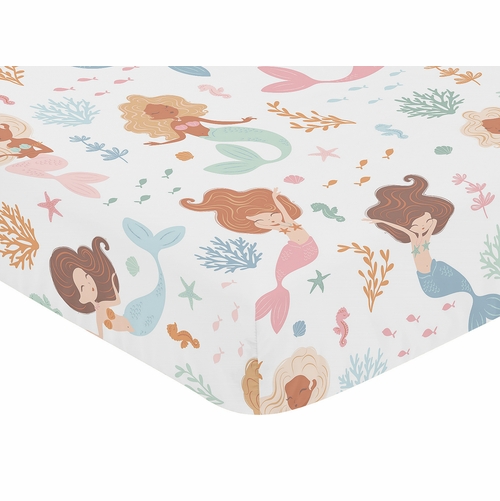 Pink and Blue Mermaids Collection 4 Piece Crib Bedding - alt image 5