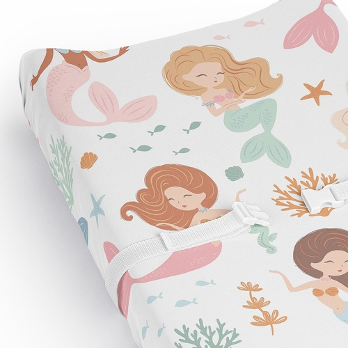 Pink and Blue Mermaids Collection Changing Pad Cover Sheet - alt image 3