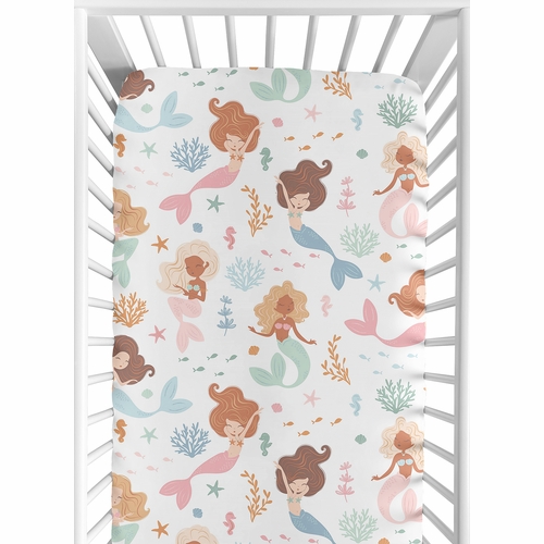Pink and Blue Mermaids Collection Crib Sheet