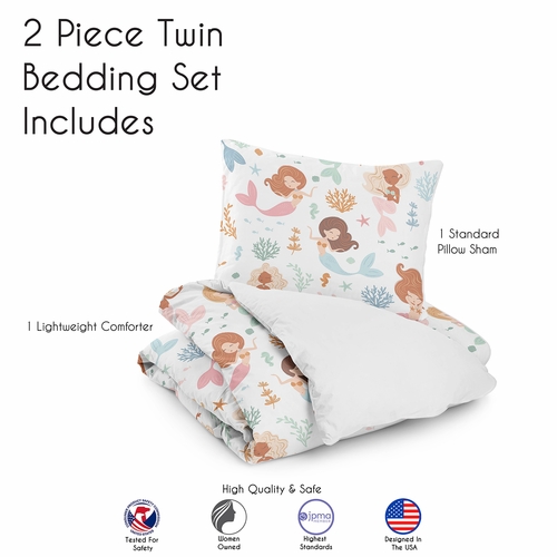 Pink and Blue Mermaids Collection Twin Bedding - alt image 4