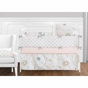 Pink and Gold Celestial 9 Piece Crib Bedding Collection