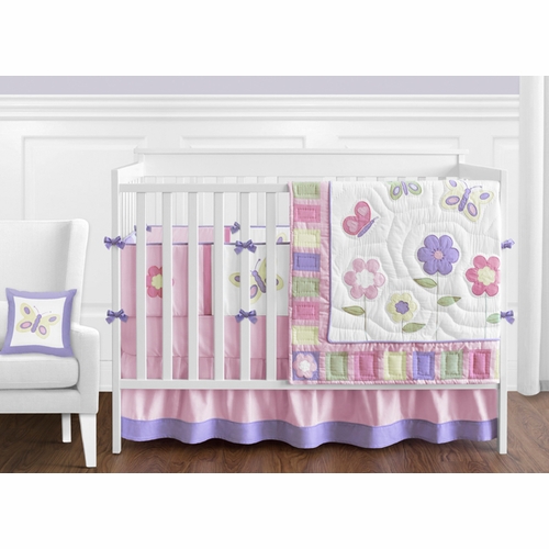 Pink and Purple Butterfly 9 Piece Crib Bedding Collection