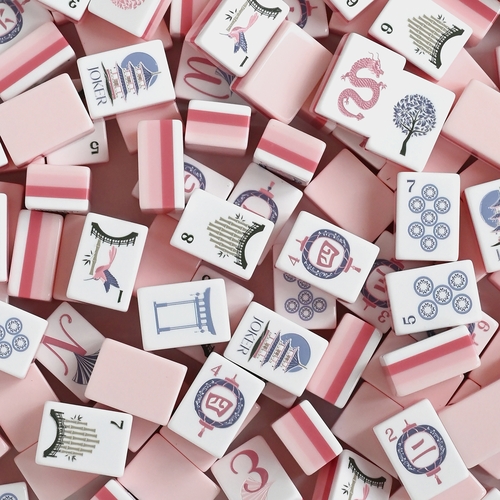 Pink Pagoda Collection American Mahjong Tile Set (160pc) 1.24in. Layered Acrylic with Travel Bag - alt image 3