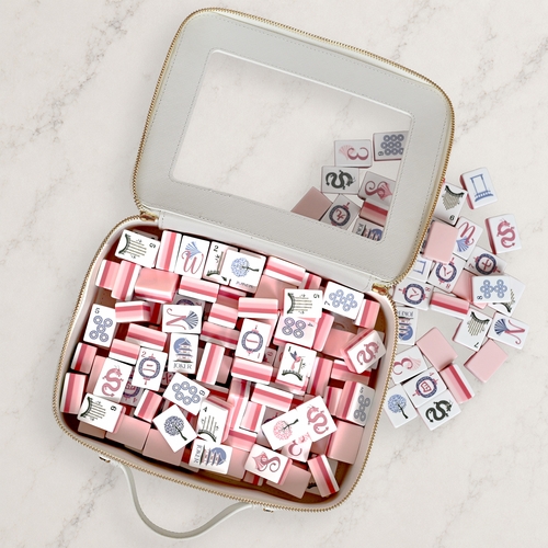 Pink Pagoda Collection American Mahjong Tile Set (160pc) 1.24in. Layered Acrylic with Travel Bag - alt image 4