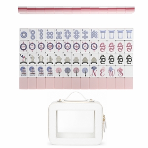 Pink Pagoda Collection American Mahjong Tile Set (160pc) 1.26in. Layered Acrylic with Travel Bag