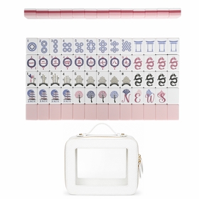 Pink Pagoda Collection American Mahjong Tile Set (160pc) 1.26in. Layered Acrylic with Travel Bag