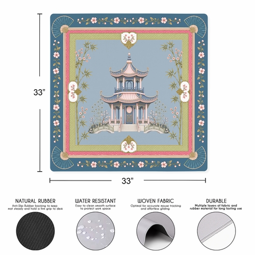 Pink Pagoda Collection Mahjong Mat for Table - Shipped Rolled - alt image 2
