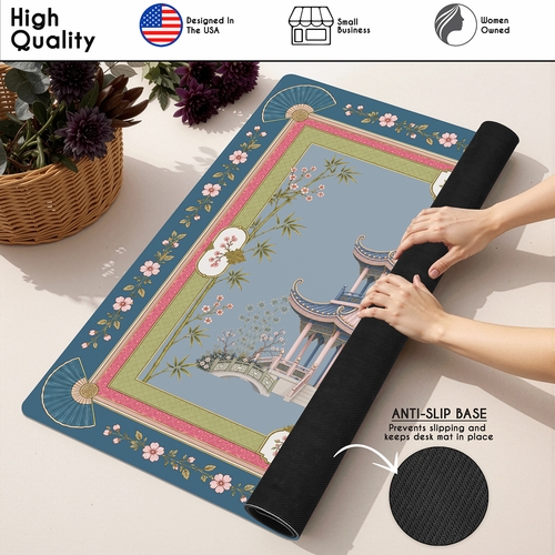 Pink Pagoda Collection Mahjong Mat for Table - Shipped Rolled - alt image 4