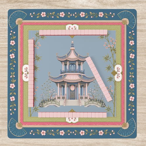 Pink Pagoda Collection Mahjong Mat for Table - Shipped Rolled - alt image 5