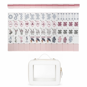 Pink Shabby Chic Collection American Mahjong Tile Set (160pc) 1.26in. Layered Acrylic with Travel Bag