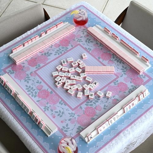 Pink Shabby Chic Collection American Mahjong Tile Set (160pc) 1.24in. Layered Acrylic with Travel Bag - alt image 4