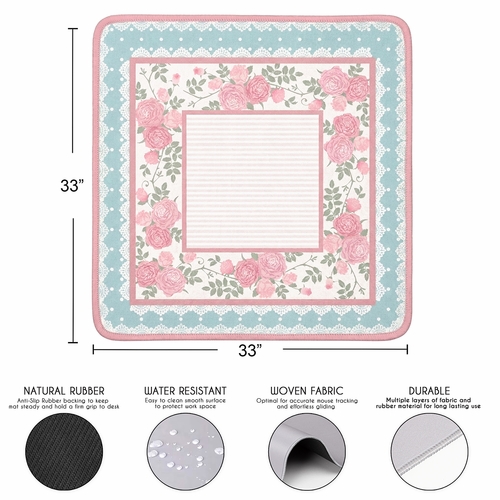 Pink Shabby Chic Collection Mahjong Mat for Table - Shipped Rolled - alt image 2