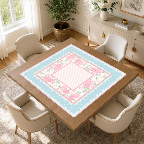 Pink Shabby Chic Collection Mahjong Mat for Table - Shipped Rolled - alt image 3