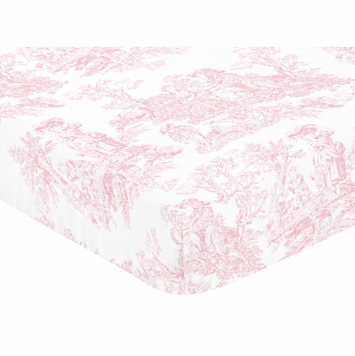 Pink Toile Crib Sheet - Toile Print - alt image 2