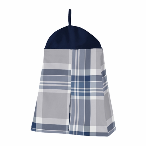 Plaid Navy Blue and Gray 11 Piece Bumperless Crib Bedding Collection - alt image 4