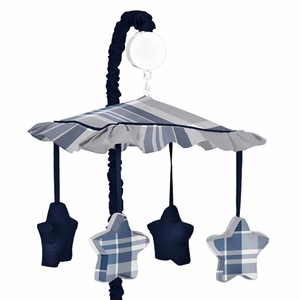 Plaid Navy Blue and Gray Collection Musical Mobile