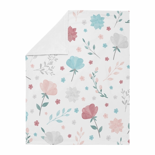 Pop Floral Pink and Blue Collection Baby Blanket - alt image 1