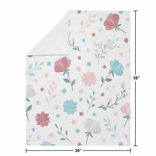 Pop Floral Pink and Blue Collection Baby Blanket - alt image 3