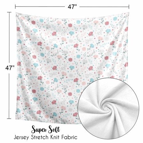 Pop Floral Pink And Blue Collection Baby Swaddle Blanket - alt image 2