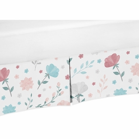 Pop Floral Pink and Blue Collection Crib Bed Skirt
