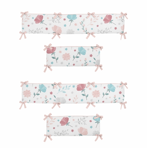 Pop Floral Pink and Blue Collection Crib Bumper Pad