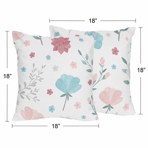 Pop Floral Pink and Blue Collection Decorative Accent Throw Pillows - Set of 2 - alt image 2