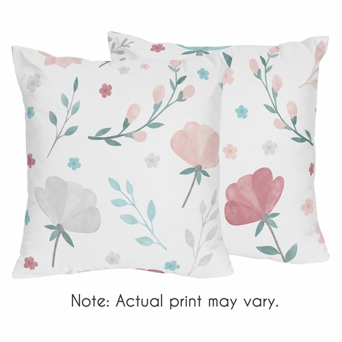 Pop Floral Pink and Blue Collection Decorative Accent Throw Pillows - Set of 2 - alt image 4
