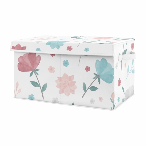 Pop Floral Pink and Blue Collection Fabric Toy Bin Storage