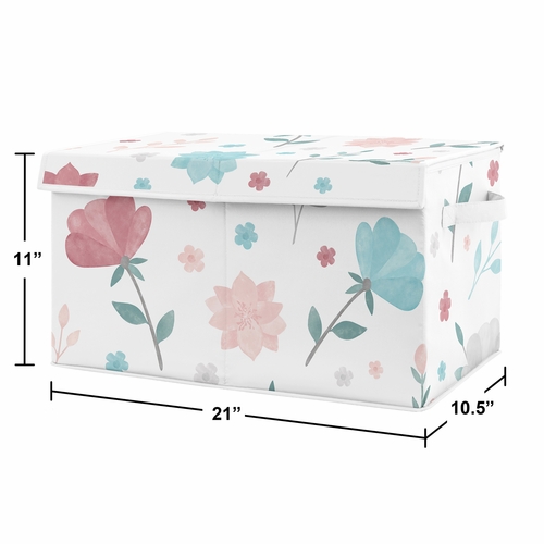 Pop Floral Pink and Blue Collection Fabric Toy Bin Storage - alt image 2