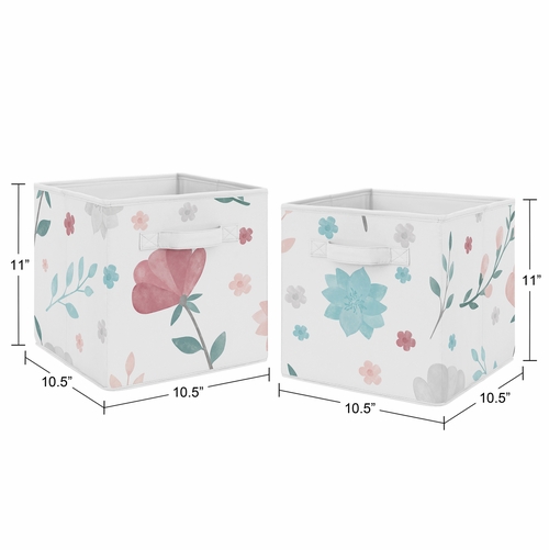 Pop Floral Pink and Blue Collection Foldable Fabric Storage Bins - alt image 2