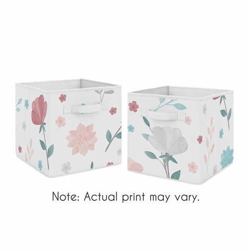 Pop Floral Pink and Blue Collection Foldable Fabric Storage Bins - alt image 4