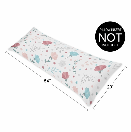 Pop Floral Pink and Blue Collection Full Length Body Pillow Cover - alt image 3