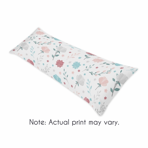 Pop Floral Pink and Blue Collection Full Length Body Pillow Cover - alt image 4