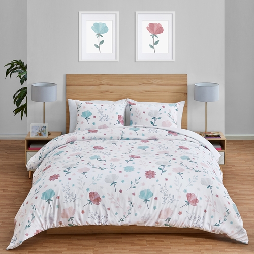 Pop Floral Pink and Blue Collection Full/Queen Bedding