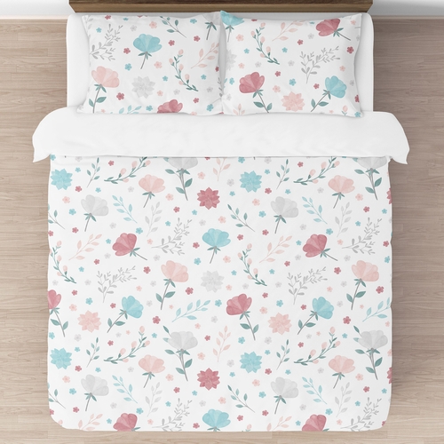Pop Floral Pink and Blue Collection Full/Queen Bedding - alt image 2